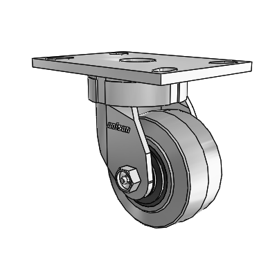 6 Series Kingpinless Casters Top Plate Swivel Caster with 4 x 2 Performa Rubber (Flat/Conductive) Wheel