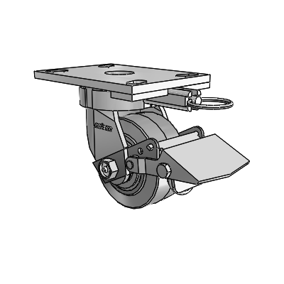 6 Series Kingpinless Casters Top Plate Swivel Caster with 4 x 2 Performa Rubber (Flat/Grey) Wheel and Tread Lock Brake