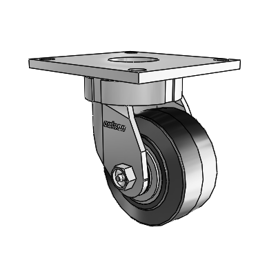 6 Series Kingpinless Casters Top Plate Swivel Caster with 4 x 2 Performa Rubber (Flat/Black) Wheel