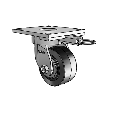 6 Series Kingpinless Casters Top Plate Swivel Caster with 4 x 2 Performa Rubber (Flat/Black) Wheel