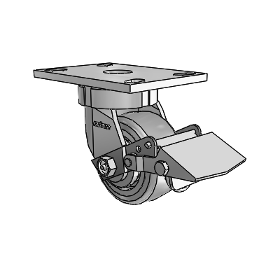 6 Series Kingpinless Casters Top Plate Swivel Caster with 4 x 2 Trans-forma (Flat) Wheel and Tread Lock Brake