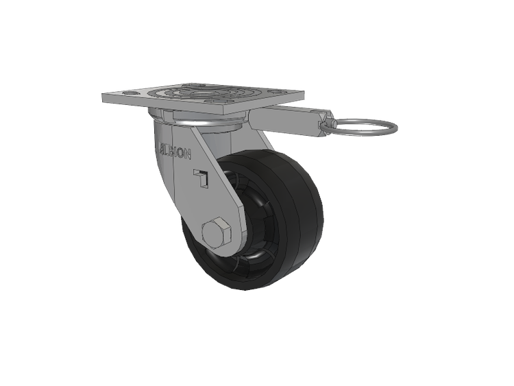16 Series Top Plate Swivel Caster with 4 x 2 Black Nylon NG - Maxim Nylon Wheel