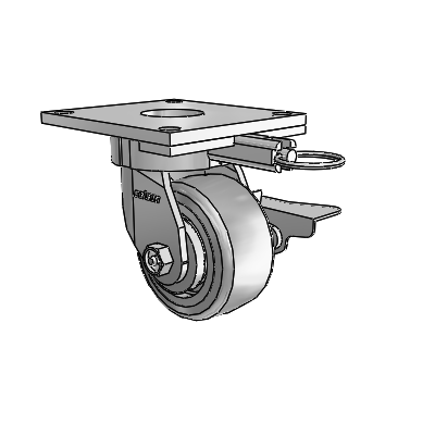 6 Series Kingpinless Casters Top Plate Swivel Caster with 4 x 2 Trans-forma HD (Flat) Wheel and Side Lock Brake