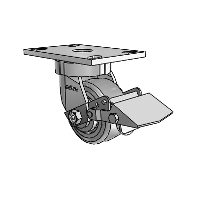 6 Series Kingpinless Casters Top Plate Swivel Caster with 4 x 2 Trans-forma HD (Flat) Wheel and Tread Lock Brake