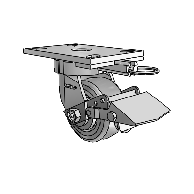 6 Series Kingpinless Casters Top Plate Swivel Caster with 4 x 2 Trans-forma HD (Flat) Wheel and Tread Lock Brake