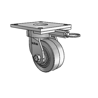 6 Series Kingpinless Casters Top Plate Swivel Caster with 4 x 2 Performa Rubber (Flat/Grey) Wheel
