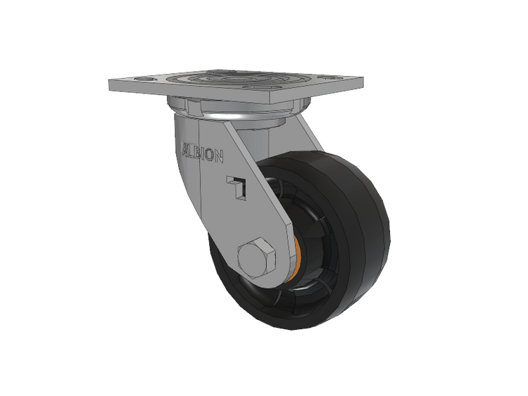 16 Series Top Plate Swivel Caster with 4 x 2 Black Nylon NG - Maxim Nylon Wheel