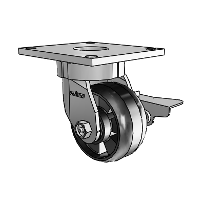 6 Series Kingpinless Casters Top Plate Swivel Caster with 4 x 2 Maxim Wheel and Side Lock Brake