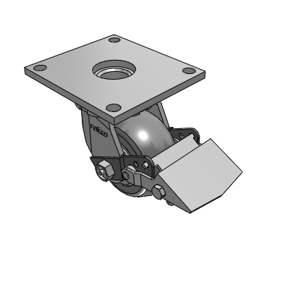 6 Series Kingpinless Casters Top Plate Swivel Caster with 4 x 2 Performa Rubber (Round) Wheel and Tread Lock Brake