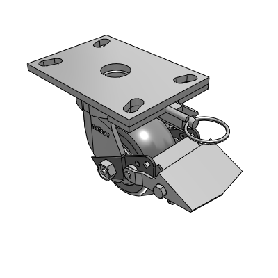 6 Series Kingpinless Casters Top Plate Swivel Caster with 4 x 2 Performa Rubber (Round) Wheel and Tread Lock Brake