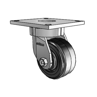 6 Series Kingpinless Casters Top Plate Swivel Caster with 4 x 2 MR - Moldon Rubber (Cast Iron Core) Wheel