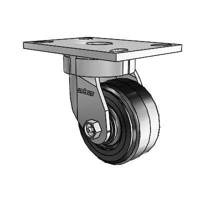 6 Series Kingpinless Casters Top Plate Swivel Caster with 4 x 2 MR - Moldon Rubber (Cast Iron Core) Wheel