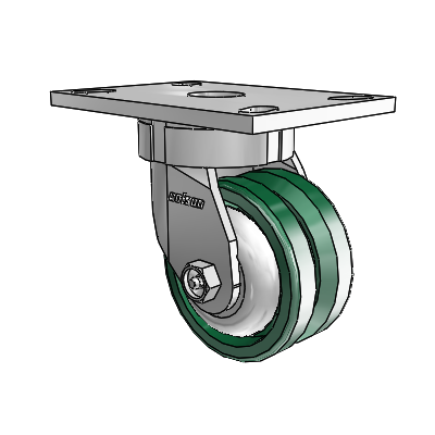 6 Series Kingpinless Casters Top Plate Swivel Caster with 4 x 2 V-Groove Wheel