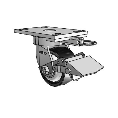 6 Series Kingpinless Casters Top Plate Swivel Caster with 4 x 2 Polyolefin Wheel and Tread Lock Brake