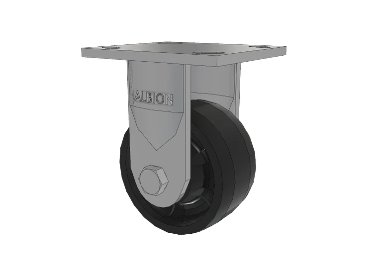 16 Series Top Plate Rigid Caster with 4 x 2 Black Nylon NG - Maxim Nylon Wheel