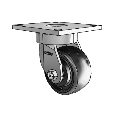 6 Series Kingpinless Casters Top Plate Swivel Caster with 4 x 2 Endura Solid Elastomer Wheel
