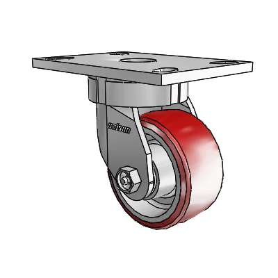 6 Series Kingpinless Casters Top Plate Swivel Caster with 4 x 2 Moldon Polyurethane (Aluminum Core) Wheel