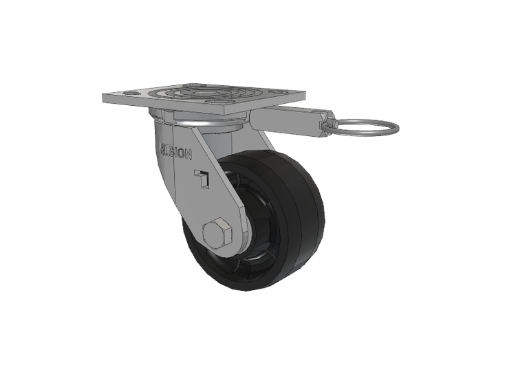 16 Series Top Plate Swivel Caster with 4 x 2 Black Nylon NG - Maxim Nylon Wheel
