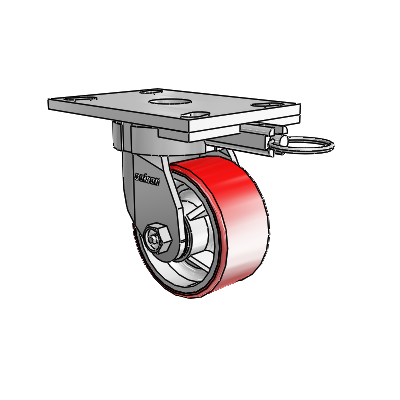 6 Series Kingpinless Casters Top Plate Swivel Caster with 4 x 2 Moldon Polyurethane (Cast Iron Core) Wheel