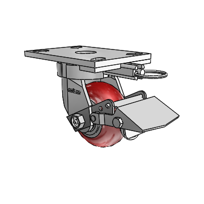 6 Series Kingpinless Casters Top Plate Swivel Caster with 4 x 2 CG Max Maroon Wheel and Tread Lock Brake