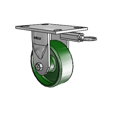 6 Series Kingpinless Casters Top Plate Rigid Caster with 5 x 2 Cast Iron Wheel