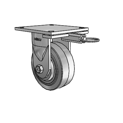 6 Series Kingpinless Casters Top Plate Rigid Caster with 5 x 2 Performa Rubber (Flat/Grey) Wheel