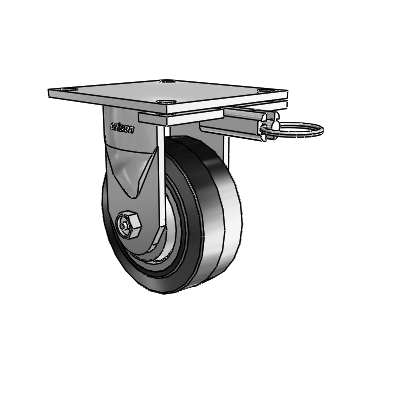 6 Series Kingpinless Casters Top Plate Rigid Caster with 5 x 2 Performa Rubber (Flat/Black) Wheel
