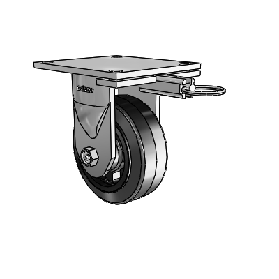 6 Series Kingpinless Casters Top Plate Rigid Caster with 5 x 2 MR - Moldon Rubber (Cast Iron Core) Wheel
