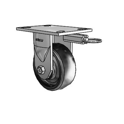 6 Series Kingpinless Casters Top Plate Rigid Caster with 5 x 2 Endura Solid Elastomer Wheel