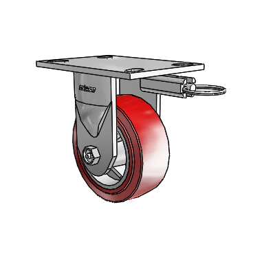 6 Series Kingpinless Casters Top Plate Rigid Caster with 5 x 2 Polyurethane HI-TECH Wheel
