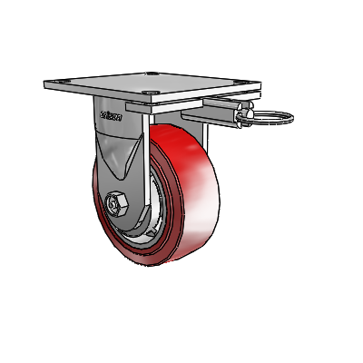 6 Series Kingpinless Casters Top Plate Rigid Caster with 5 x 2 Polyurethane HI-TECH Wheel