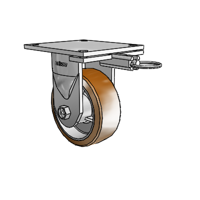 6 Series Kingpinless Casters Top Plate Rigid Caster with 5 x 2 Moldon Nylon (Aluminum Core) Wheel