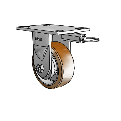 6 Series Kingpinless Casters Top Plate Rigid Caster with 5 x 2 Moldon Nylon (Aluminum Core) Wheel