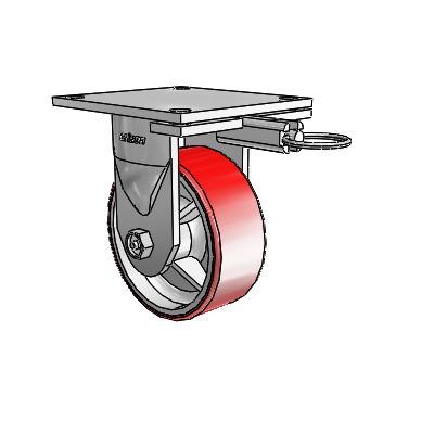 6 Series Kingpinless Casters Top Plate Rigid Caster with 5 x 2 Moldon Polyurethane (Cast Iron Core) Wheel