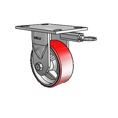 6 Series Kingpinless Casters Top Plate Rigid Caster with 5 x 2 Moldon Polyurethane (Cast Iron Core) Wheel