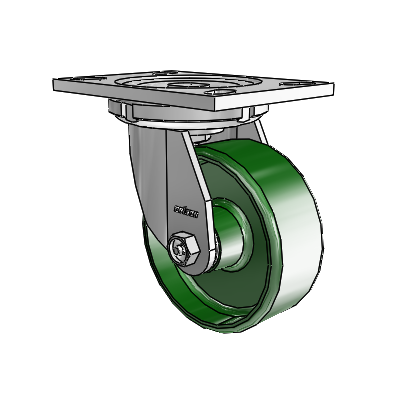 6 Series Casters Top Plate Swivel Zinc Caster with 5 x 2 Green Cast Iron Wheel
