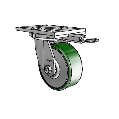 6 Series Casters Top Plate Swivel Zinc Caster with 5 x 2 Green Cast Iron Wheel