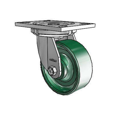 6 Series Casters Top Plate Swivel Zinc Caster with 5 x 2 Green Forged Steel Wheel
