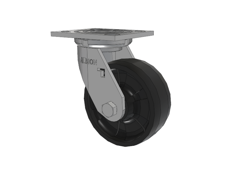16 Series Top Plate Swivel Caster with 5 x 2 Black Nylon NG - Maxim Nylon Wheel