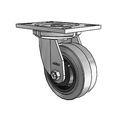 6 Series Casters Top Plate Swivel Zinc Caster with 5 x 2 Grey on Grey Performa Rubber (Flat/Conductive) Wheel