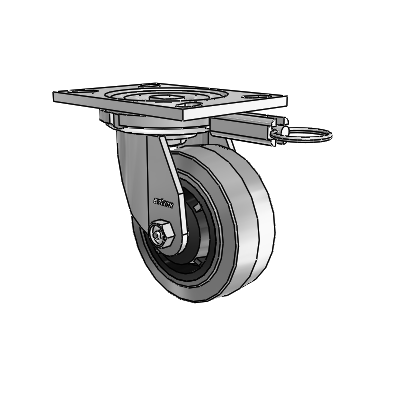 6 Series Casters Top Plate Swivel Zinc Caster with 5 x 2 Grey on Grey Performa Rubber (Flat/Conductive) Wheel