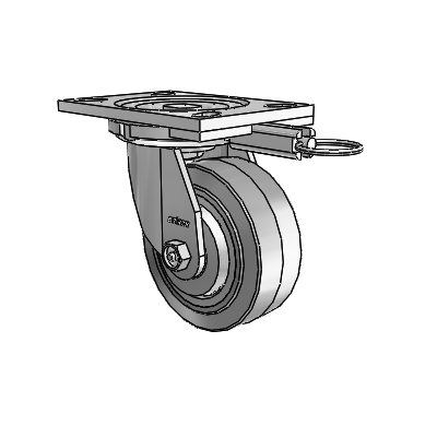 6 Series Casters Top Plate Swivel Zinc Caster with 5 x 2 Grey on Grey Performa Rubber (Flat/Grey) Wheel