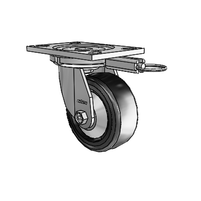 6 Series Casters Top Plate Swivel Zinc Caster with 5 x 2 Black on Black Trans-forma LT (Flat) Wheel