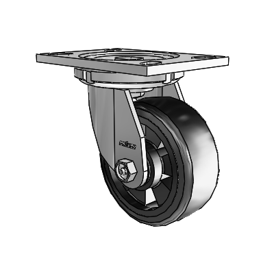 6 Series Casters Top Plate Swivel Zinc Caster with 5 x 2 Black on Black Trans-forma LT (Flat) Wheel