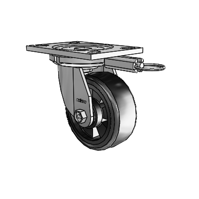 6 Series Casters Top Plate Swivel Zinc Caster with 5 x 2 Black on Black Trans-forma LT (Flat) Wheel