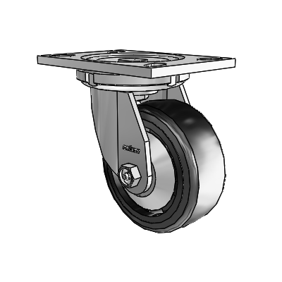 6 Series Casters Top Plate Swivel Zinc Caster with 5 x 2 Black on Black Trans-forma LT (Flat) Wheel