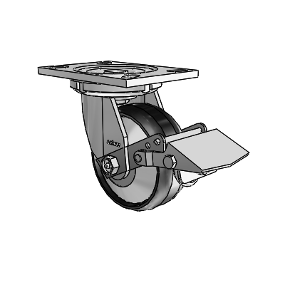 6 Series Casters Top Plate Swivel Zinc Caster with 5 x 2 Black Maxim Wheel and Tread Lock Brake