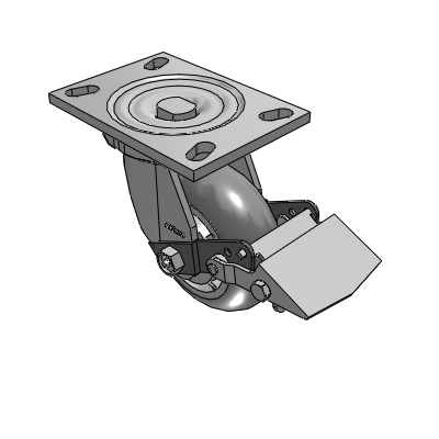6 Series Casters Top Plate Swivel Caster with 5 x 2 Performa Rubber (Round) Wheel and Tread Lock Brake
