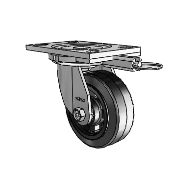 6 Series Casters Top Plate Swivel Zinc Caster with 5 x 2 Black on Black MR - Moldon Rubber (Cast Iron Core) Wheel