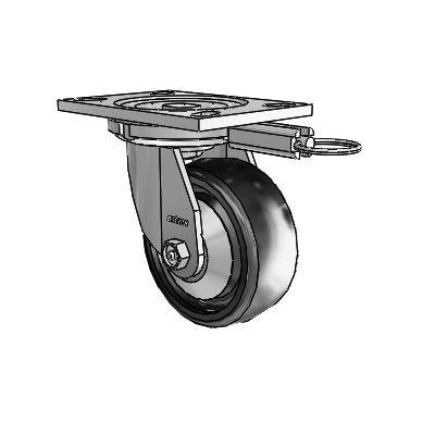 6 Series Casters Top Plate Swivel Zinc Caster with 5 x 2 Black Endura Solid Elastomer Wheel